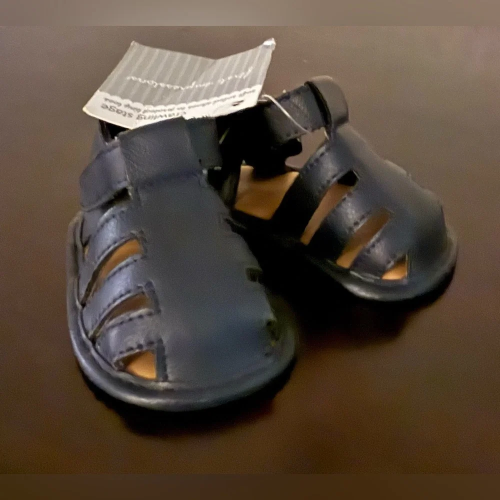 New Infant Navy Crib Sandals 👶 First Impressions Baby Shoes Size 0 Soft Sole